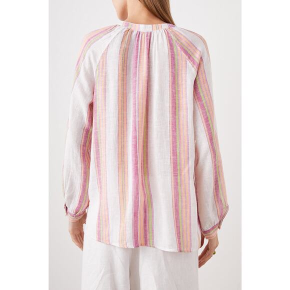 NEW Rails Brielle Stripe Tie Front Linen Blend Blouse Size Medium - Picture 5 of 11